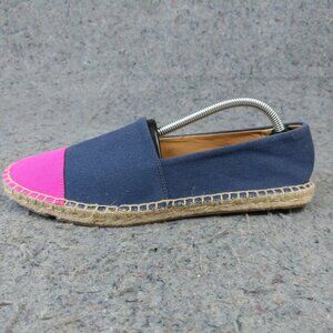 J. Crew Espadrille Flats Womens Size 7.5 Shoes Canvas Pink Casual Slip On Blue